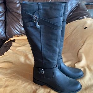 Size 7 Wide calf riding boots..NWOT. Back zip